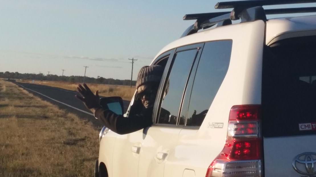 On the road - Cyril waving :-)